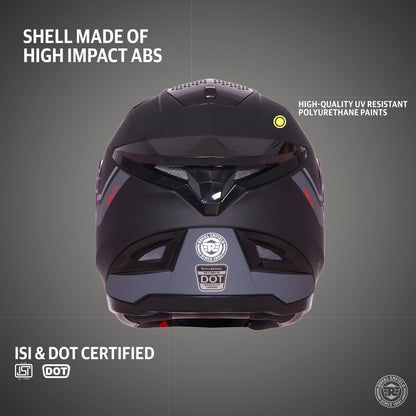 ROYAL ENFIELD AIR-X 1901 Full Face Helmet | Certification: ISI & DOT | High Impact Grade ABS Shell |Multipore Ventilation System | Aerodynamic Design with Aggressive Styling | Black (M) 58 CM