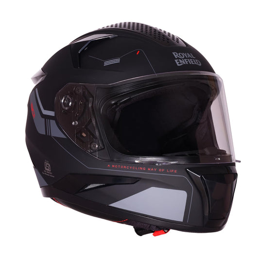 ROYAL ENFIELD AIR-X 1901 Full Face Helmet | Certification: ISI & DOT | High Impact Grade ABS Shell |Multipore Ventilation System | Aerodynamic Design with Aggressive Styling | Black (M) 58 CM