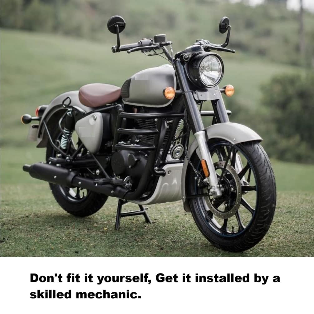 Bar End Mirrors Pair for Royal Enfield Bikes – Round Convex Handlebar End Mirrors Compatible with Classic 350, Bullet, Hunter, Meteor 350, Super Meteor 650, Interceptor, GT 650, Himalayan 411/450, Scram 411 – Universal Fit