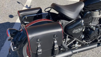 Autodux Fit For Royal Enfield Claasic Goan 350 Saddle Bags Black Leather