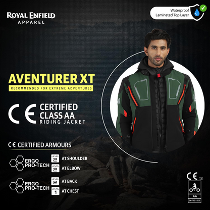 ROYAL ENFIELD ADVENTURER XT RIDING JACKET | Superfabric: High abrasion resistance | Waterproof & Detachable Winter/Thermal liner | Level 2 Protectors:...