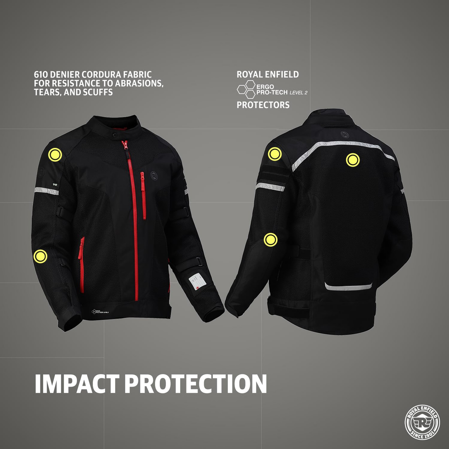 Royal Enfield Windfarer V2 Riding Jacket Black (S) 38 Cm Pro-Tech Ce Level 2 Protectors At Shoulder, Elbow And Back & Pocket At Chest That Can Be...