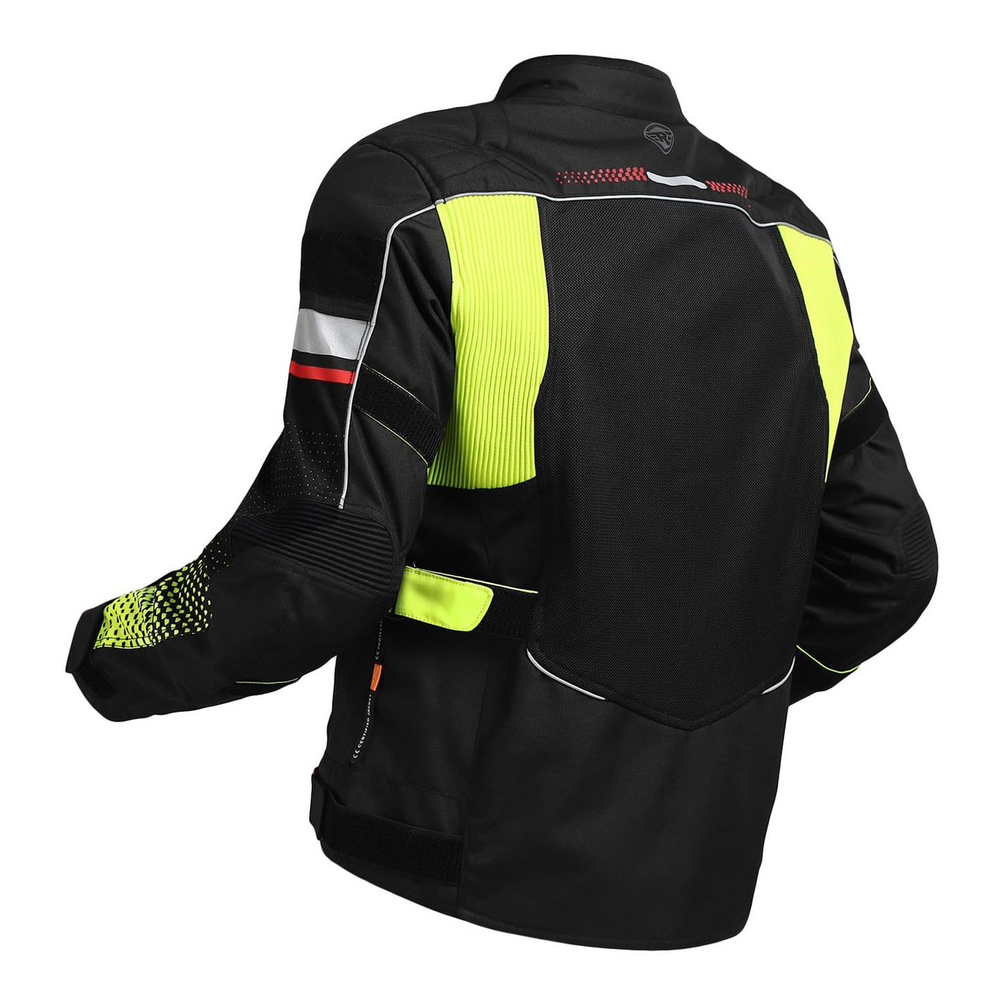 ROYAL ENFIELD EXPLORER PRINT RIDING JACKET|CE certified to class A- Entire Jacket|D3O CE level 2 armours at shoulders elbow & back|Adjustable straps all over|Standalone Rain Jacket|AURORA GREEN L