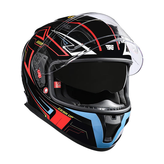 Royal Enfield Speedx Helmet Full Face Gearup | ISI and DOT Certified Riding Helmet | Anti-Fog Pinlock System | Better Scratch Resistance | Dual EPS for Perfect Fitting & Absorb Impact BLACK (XL)62 CM