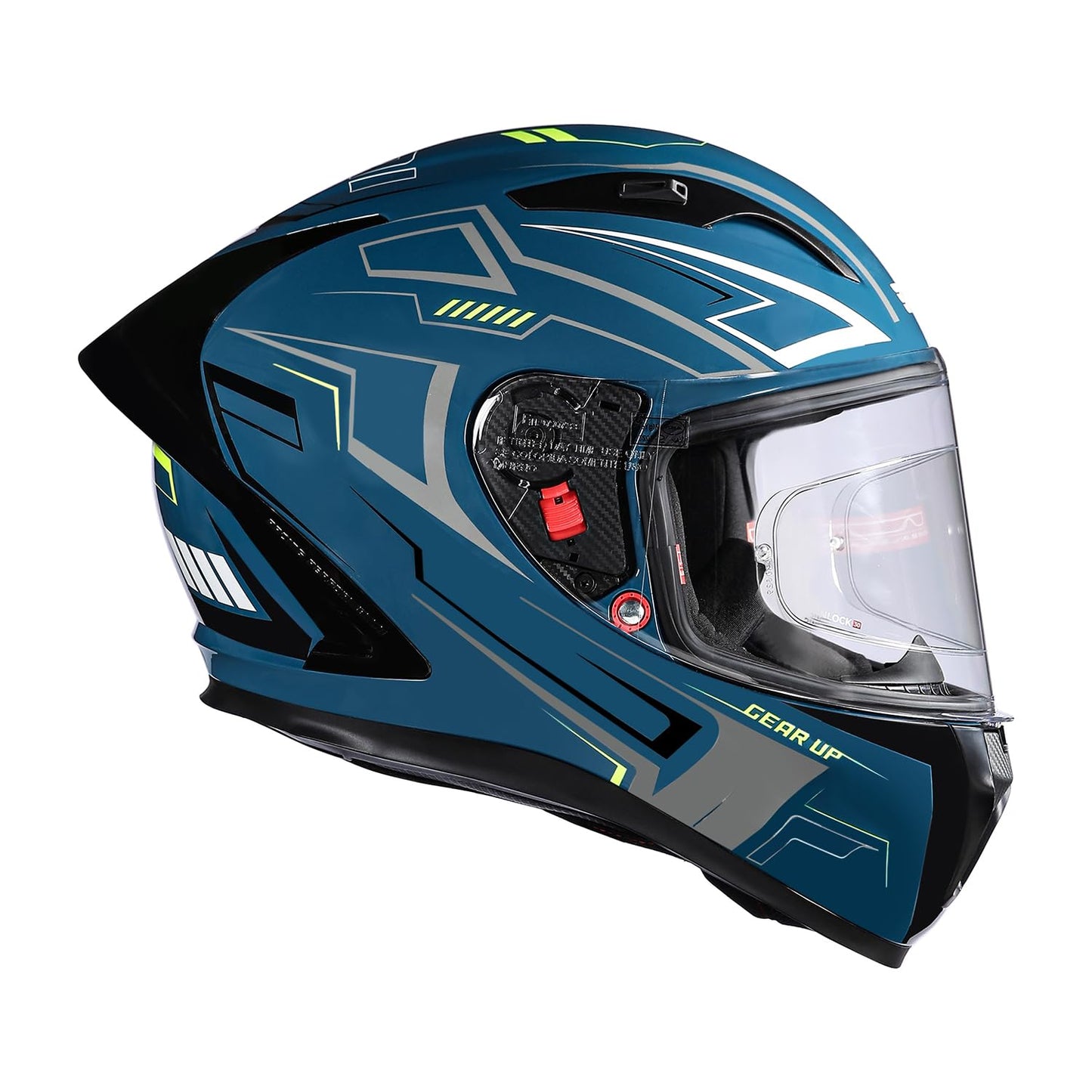 Royal Enfield Speedx Helmet Full Face Gearup | ISI and DOT Certified Riding Helmet | Anti-Fog Pinlock System | Better Scratch Resistance | Dual EPS for Perfect Fitting & Absorb Impact Teal (XL) 62 CM