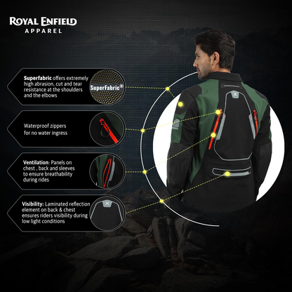 ROYAL ENFIELD ADVENTURER XT RIDING JACKET | Superfabric: High abrasion resistance | Waterproof & Detachable Winter/Thermal liner | Level 2 Protectors:...