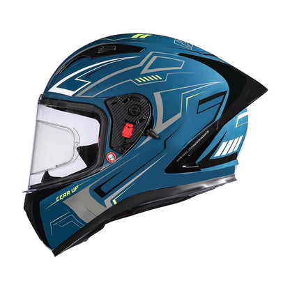 Royal Enfield Speedx Helmet Full Face Gearup | ISI and DOT Certified Riding Helmet | Anti-Fog Pinlock System | Better Scratch Resistance | Dual EPS for Perfect Fitting & Absorb Impact Teal (XL) 62 CM