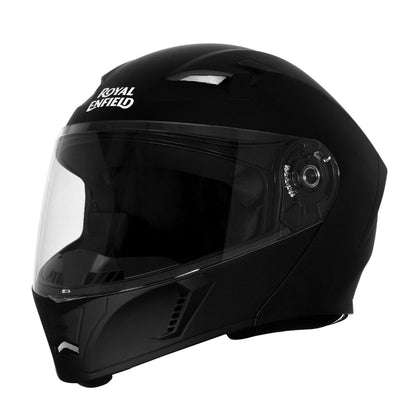 ROYAL ENFIELD MOD Adroit Helmet | ISI Certified | Flip- up Modular | High Impact Grade Thermoplastic Shell | High Density EPS Liner for Better Impact Protection | UV Treated Visor | Black (M) 58 CM