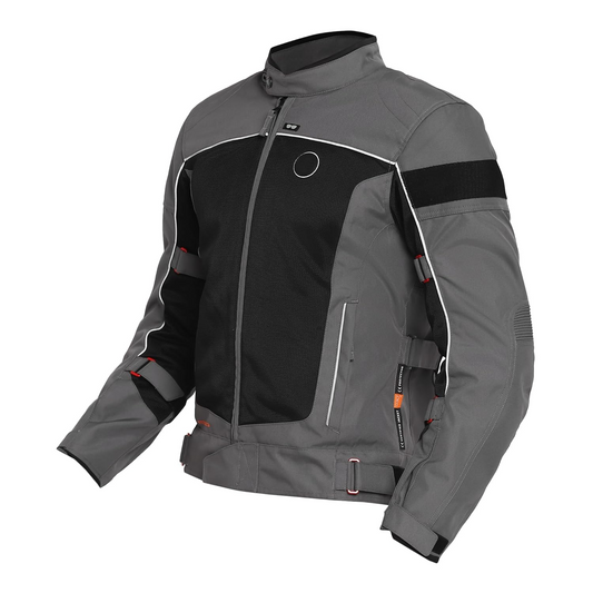 Royal Enfield Explorer V4 Pro Riding Jacket Grey (XL) 44 Cm with "D3O",Level 2 Protectors At Shoulders & Elbows & Fitted with Back Armours,“Ergo Pro Tech”,Level 2 Pockets For Chest Protectors