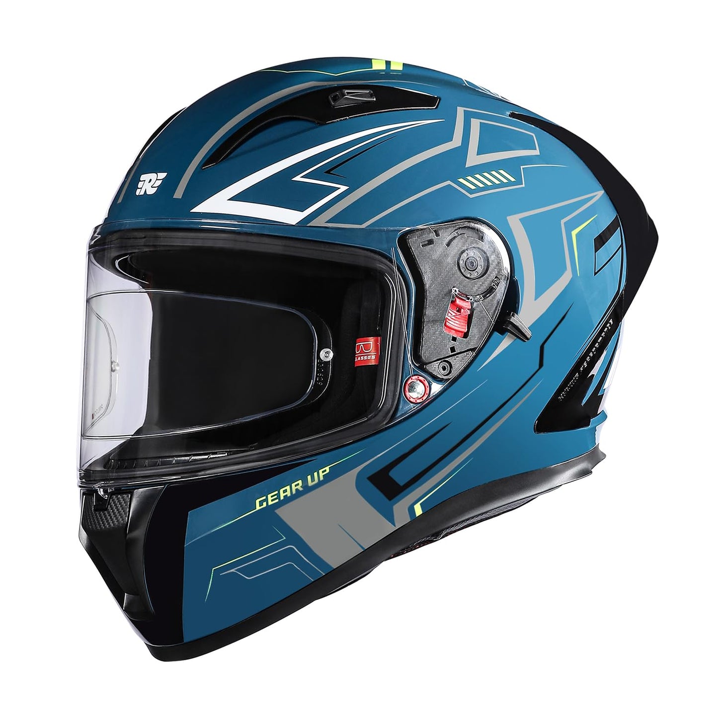 Royal Enfield Speedx Helmet Full Face Gearup | ISI and DOT Certified Riding Helmet | Anti-Fog Pinlock System | Better Scratch Resistance | Dual EPS for Perfect Fitting & Absorb Impact Teal (XL) 62 CM