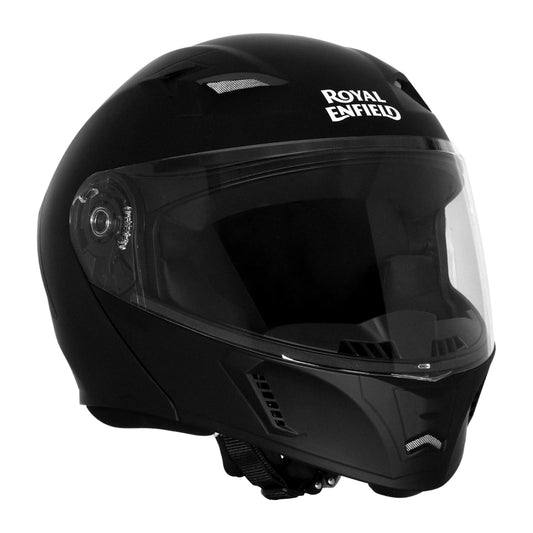 ROYAL ENFIELD MOD Adroit Helmet | ISI Certified | Flip- up Modular | High Impact Grade Thermoplastic Shell | High Density EPS Liner for Better Impact Protection | UV Treated Visor | Black (M) 58 CM