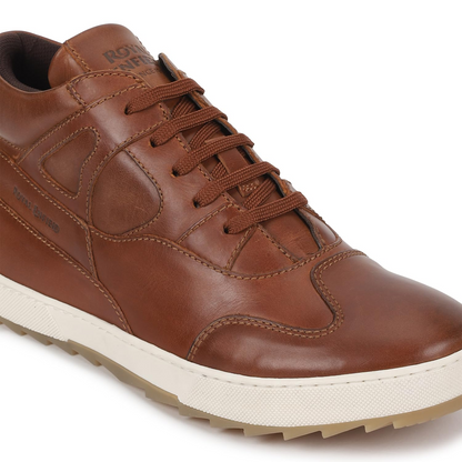 Royal Enfield Clasic Leather MIDANKLE Shoes Khakhi  | Upper Material: Leather 90%, Cotton 10% | TPR Anti Skid Sole | Inner Sole: PU Insole for Comfort | Reflectors at The Back