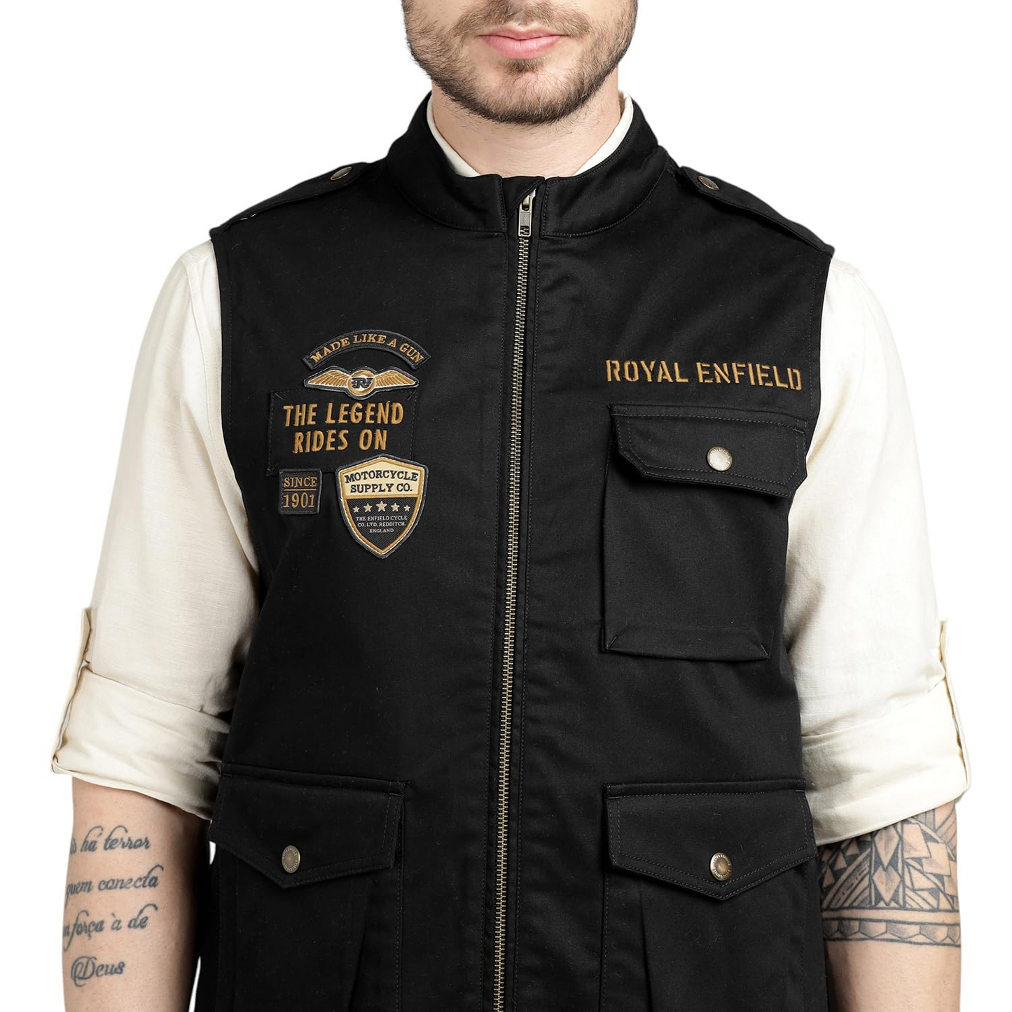 Royal Enfield Sleeveless Commando Jacket Black (Size: XL)-JKO240006-BLACK