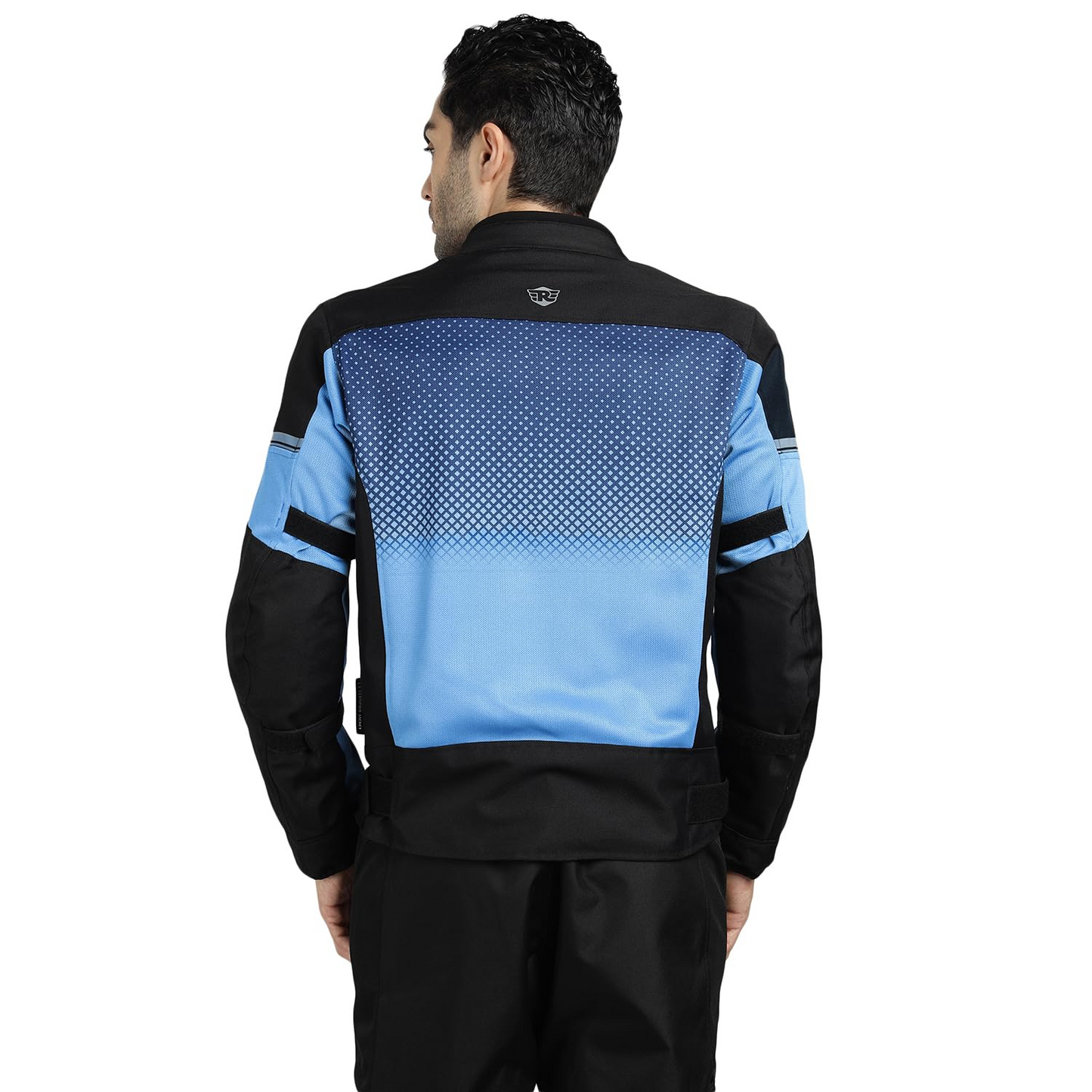 ROYAL ENFIELD HIGH STREET ECO RIDING JACKET|CE level 2 armours at Shoulders & Elbows CE level 2 armour at back, XY CE level 1 armour at Chest|Super soft Neoprene fabric at collar |BLUE XL