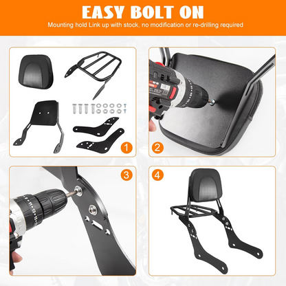 Autodux Fit For Motorcycle Sissy Bar Detachable Rear Passenger Backrest with Luggage Rack Backrest Pad for Honda Rebel 1100 1100T CMX1100 DCT 2021-2024 Replace OEM P/N:08R71-MLA-A00MLA-A00