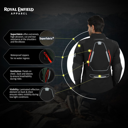 ROYAL ENFIELD ADVENTURER XT RIDING JACKET | Superfabric: High abrasion resistance | Waterproof & Detachable Winter/Thermal liner | Level 2 Protectors:...