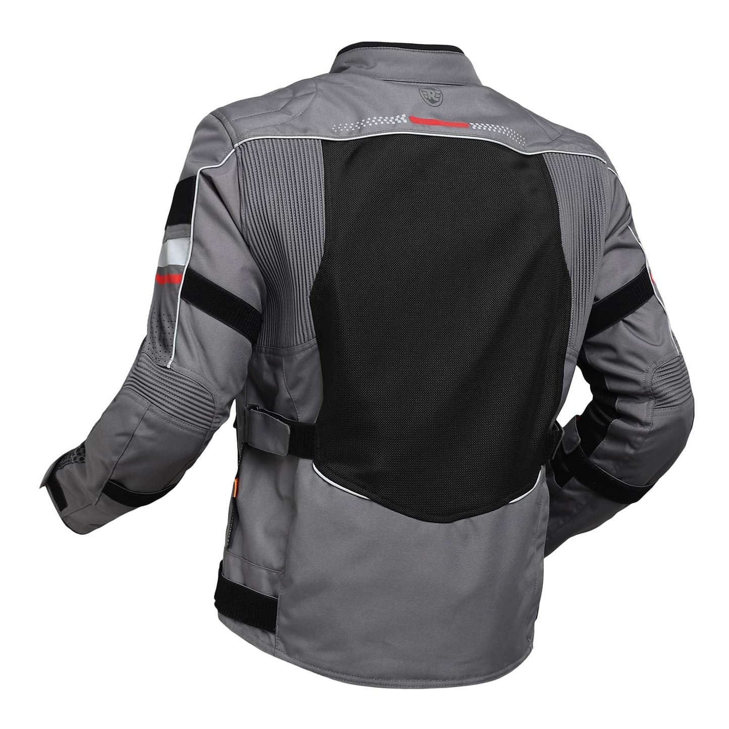 ROYAL ENFIELD EXPLORER PRINT RIDING JACKET|CE certified to class A- Entire Jacket|D3O CE level 2 armours at shoulders elbow & back|Adjustable straps all over|Standalone Rain Jacket|REDDITCH GREY L