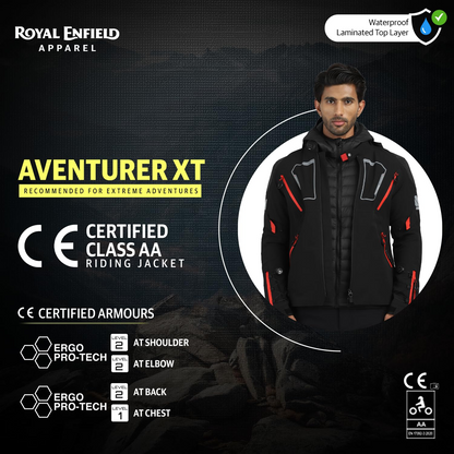 ROYAL ENFIELD ADVENTURER XT RIDING JACKET | Superfabric: High abrasion resistance | Waterproof & Detachable Winter/Thermal liner | Level 2 Protectors:...