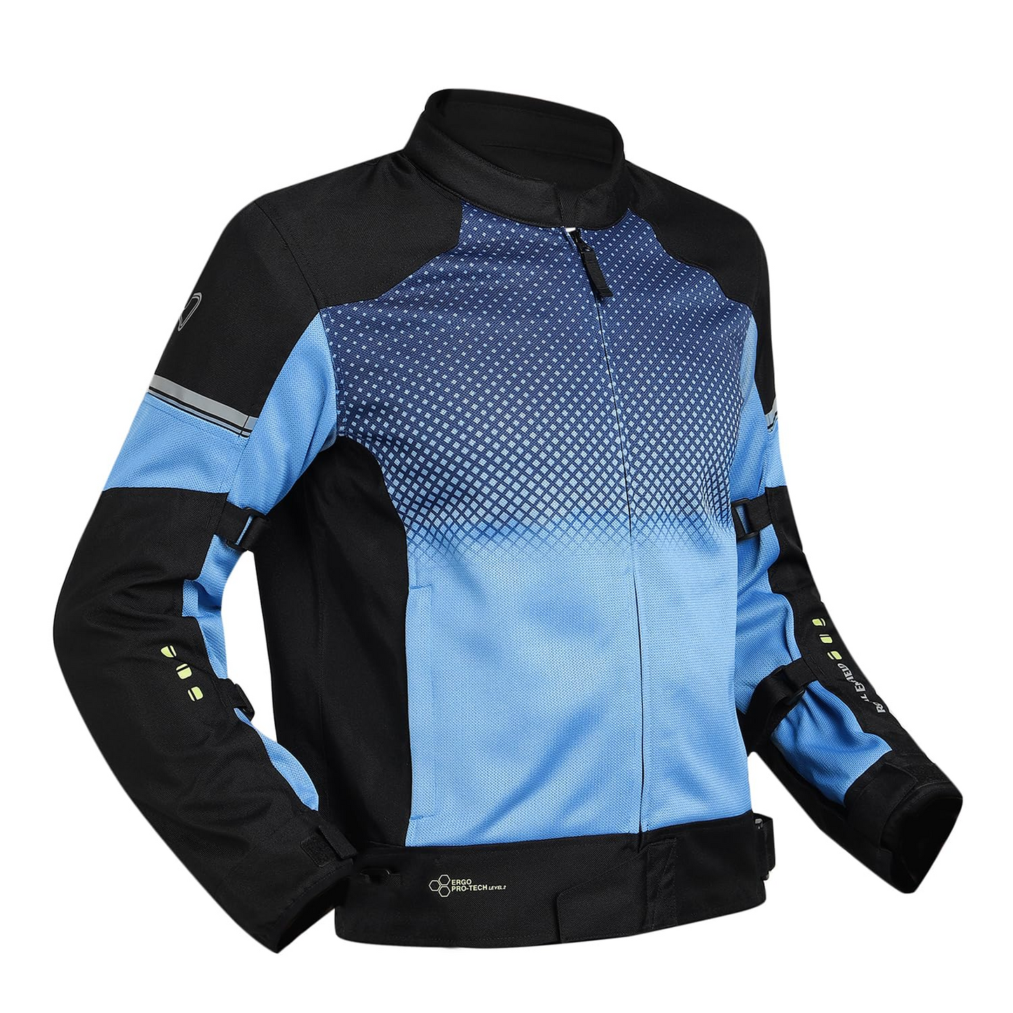 ROYAL ENFIELD HIGH STREET ECO RIDING JACKET|CE level 2 armours at Shoulders & Elbows CE level 2 armour at back, XY CE level 1 armour at Chest|Super soft Neoprene fabric at collar |BLUE XL