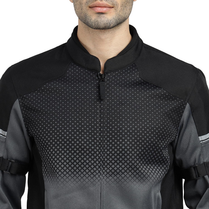 ROYAL ENFIELD HIGH STREET ECO RIDING JACKET|CE level 2 armours at Shoulders & Elbows CE level 2 armour at back, XY CE level 1 armour at Chest|Super soft Neoprene fabric at collar |BLACK 2XL