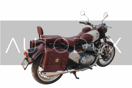 AUTODUX fit for Royal Enfield CLassic 650 Saddle Pannier Bag Brown & Black