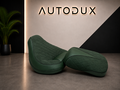 Autodux fit for Royal Enfield Super Meteor 650 custom seat with Gel Pad interstellar Green