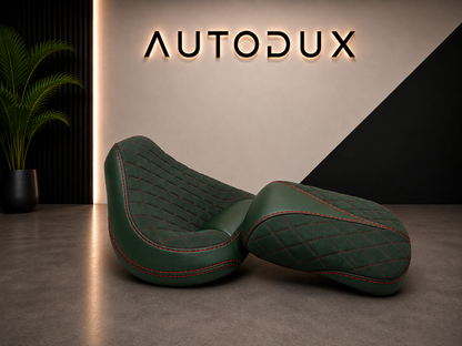 Autodux fit for Royal Enfield Super Meteor 650 custom seat with Gel Pad interstellar Green