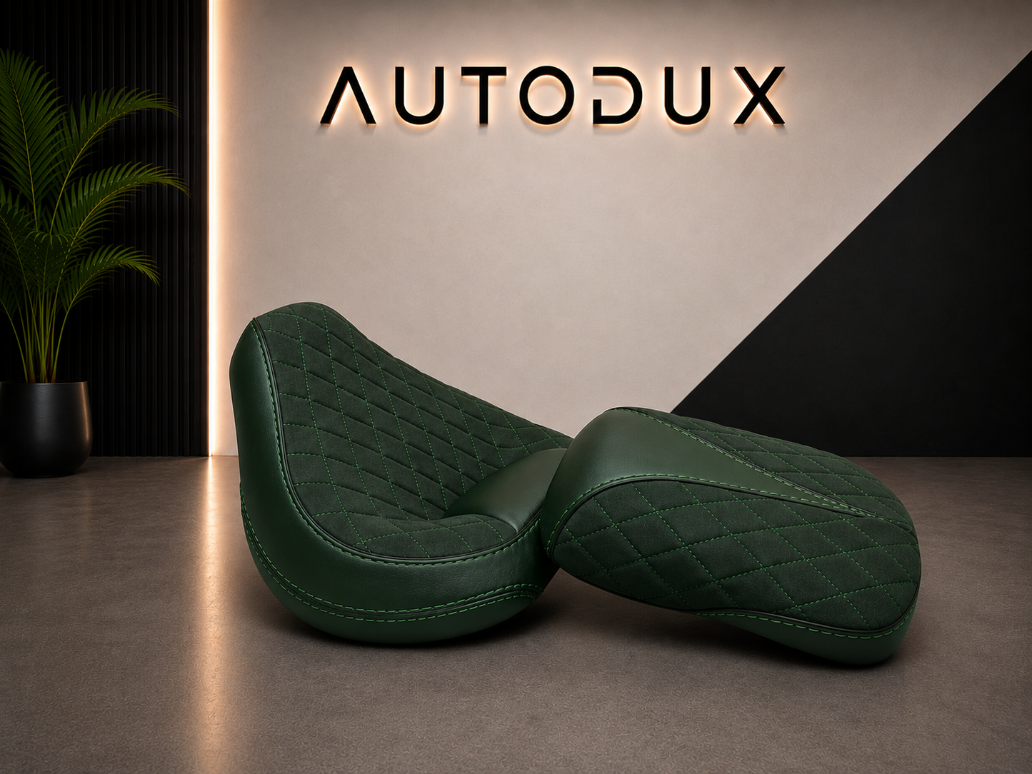 Autodux fit for Royal Enfield Super Meteor 650 custom seat with Gel Pad interstellar Green