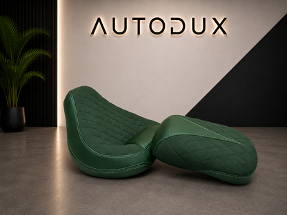 Autodux fit for Royal Enfield Super Meteor 650 custom seat with Gel Pad interstellar Green
