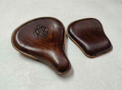 Autodux fit for Royal Enfield Classic 350 OR 500 Front & Rear Leather Antique Brown