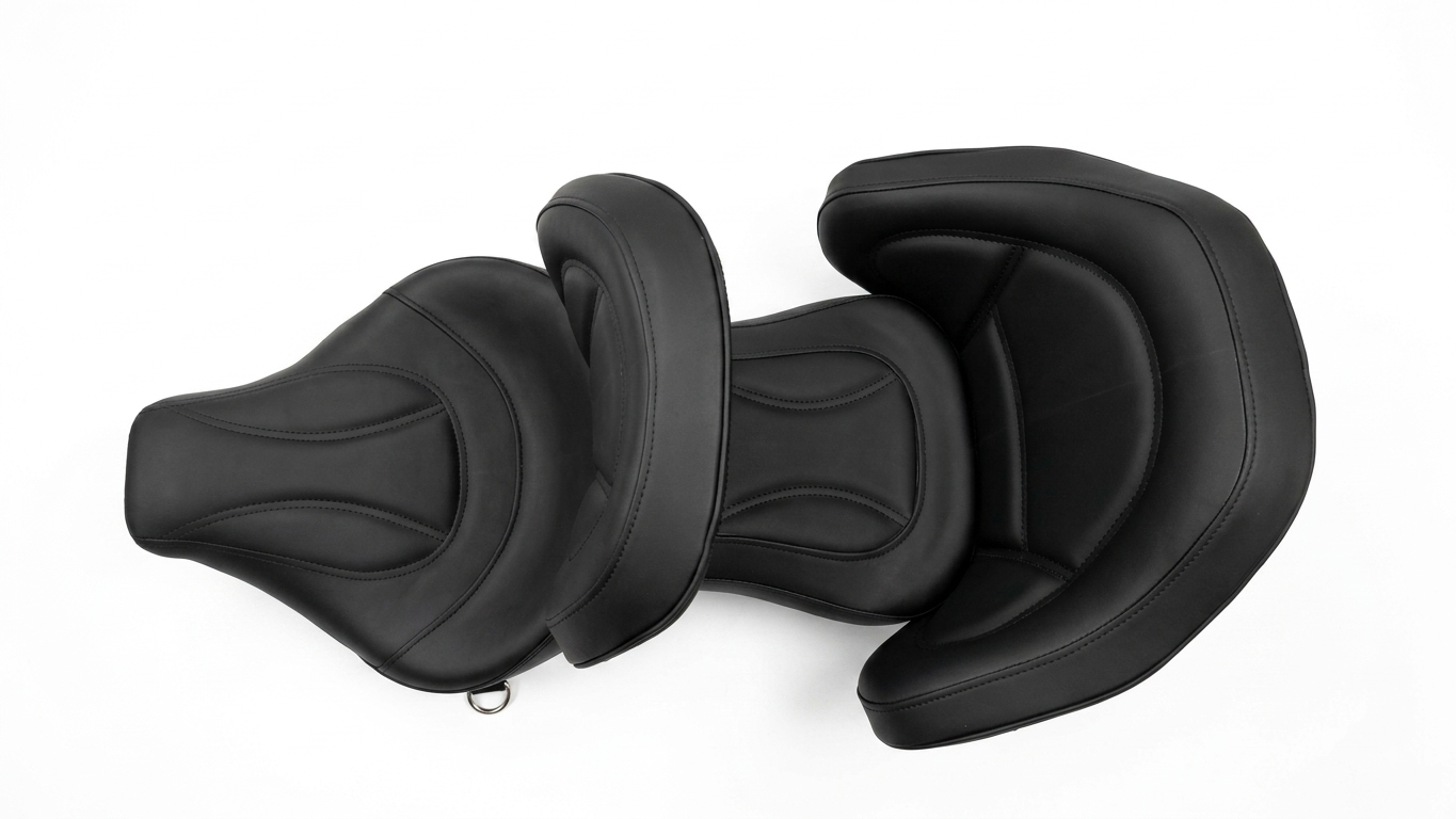 AUTODUX Premium Motorcycle Seat with Dual Backrests for RE Meteor 350 Black