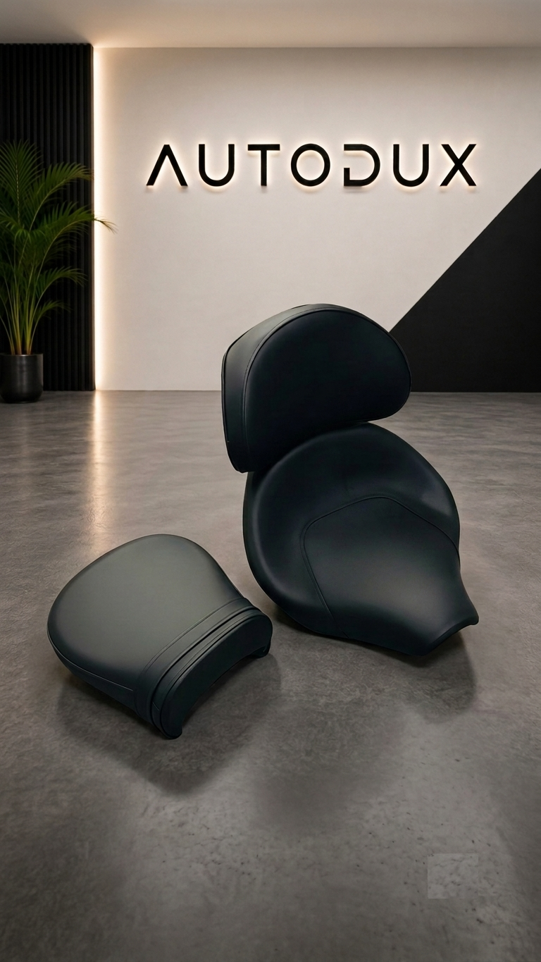 Autodux Premium Custom Seat (with Backrest) – Fit for Royal Enfield Meteor 350 BLACK Free Shipping World Wide
