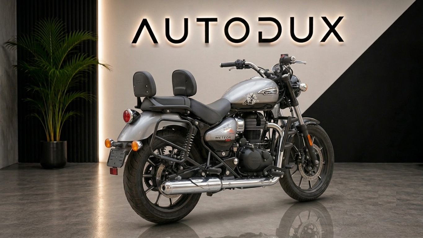 Autodux Premium Custom Seat (with Backrest) – Fit for Royal Enfield Meteor 350 BLACK Free Shipping World Wide