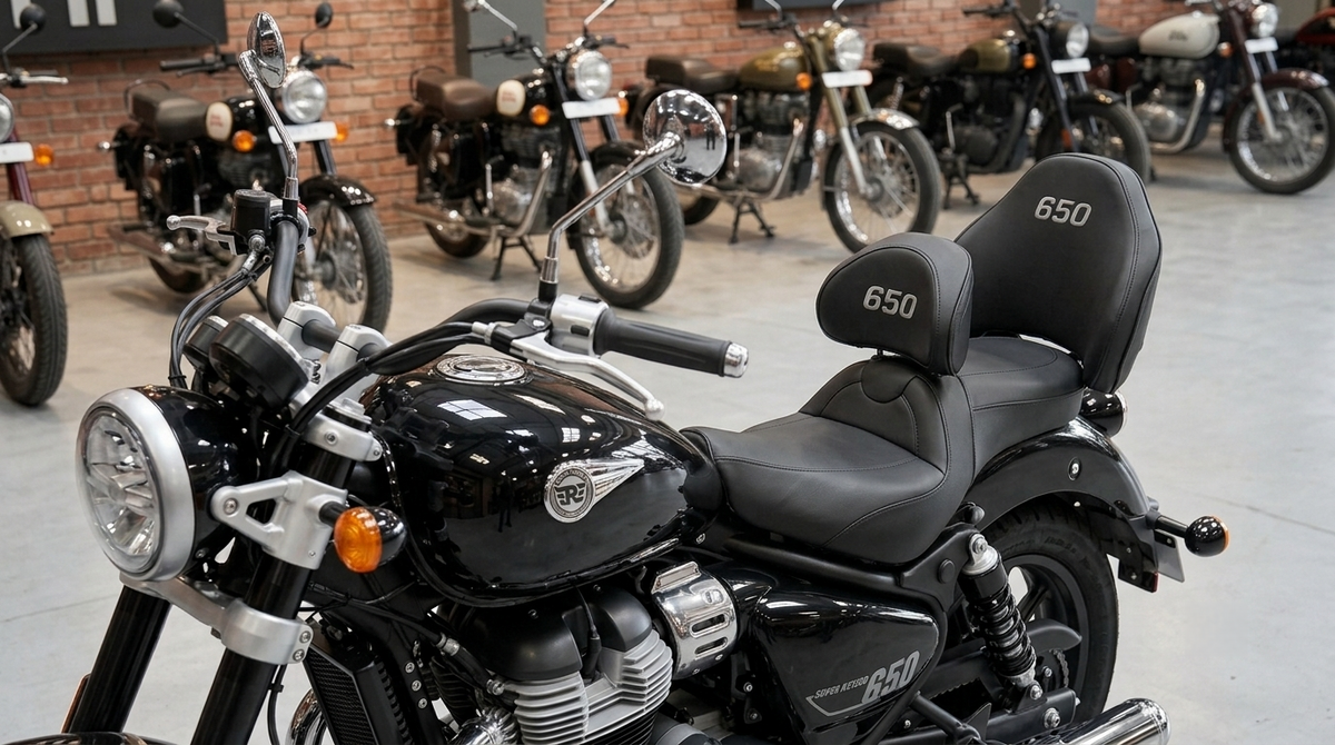 Autodux Fit For Royal Enfield Super Meteor 650 Dual Backrest Seat with Embroidery