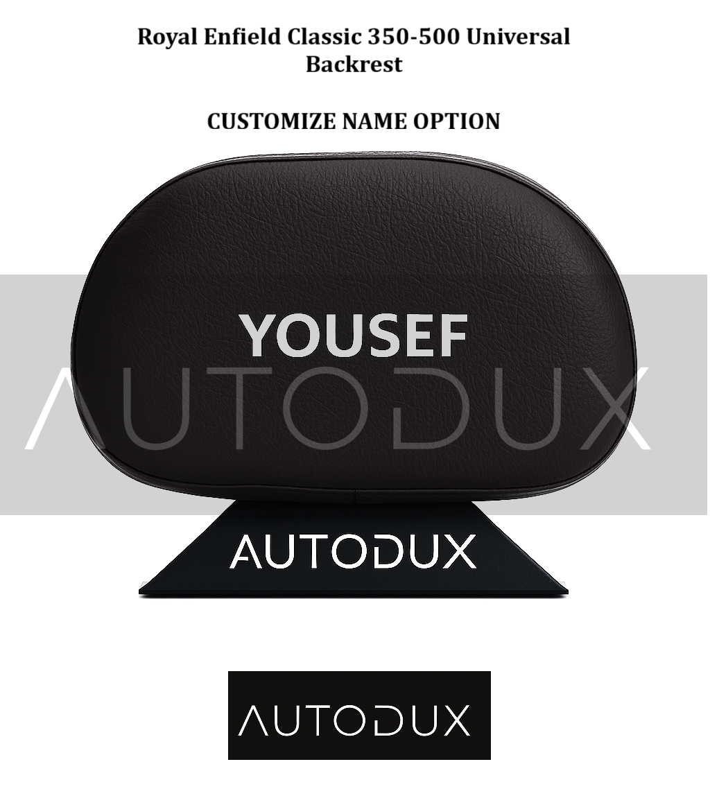 Autodux Fit For Royal Enfield Classic 350-500 Universal Rider Backrest with Customize Name