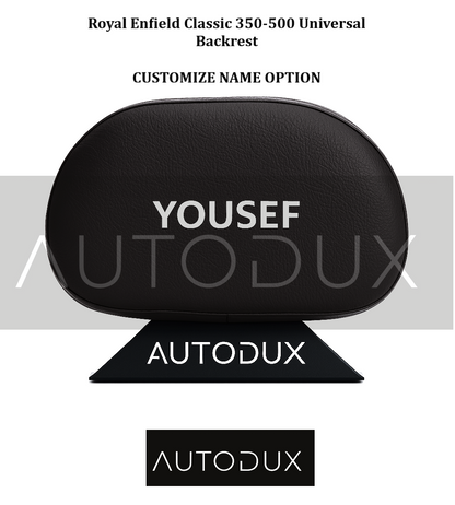 Autodux Fit For Royal Enfield Classic 350-500 Universal Rider Backrest with Customize Name