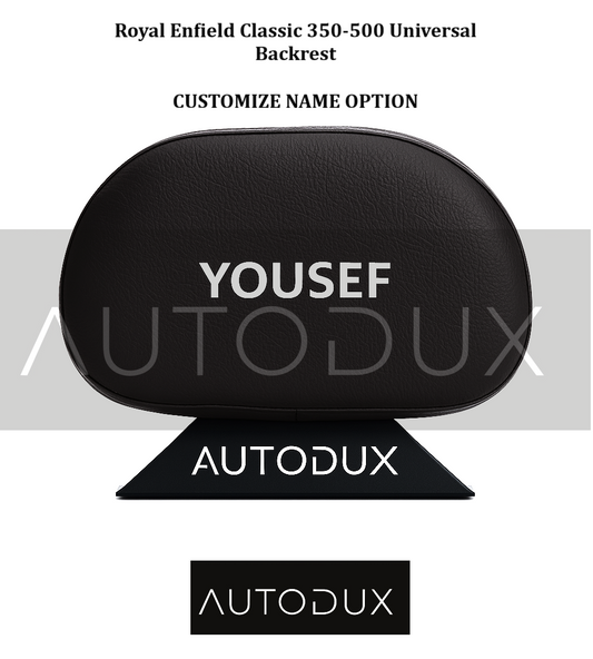 Autodux Fit For Royal Enfield Classic 350-500 Universal Rider Backrest with Customize Name