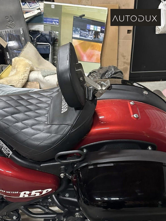 Autodux fit for Royal Enfield Super Meteor 650 custom seat with Backrest