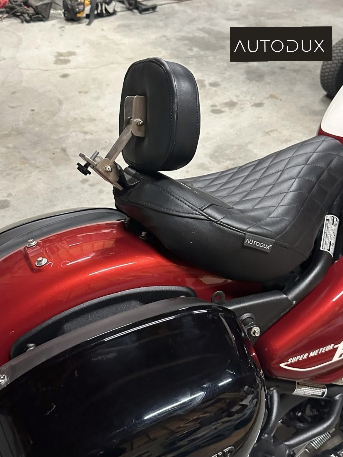 Autodux fit for Royal Enfield Super Meteor 650 custom seat with Backrest