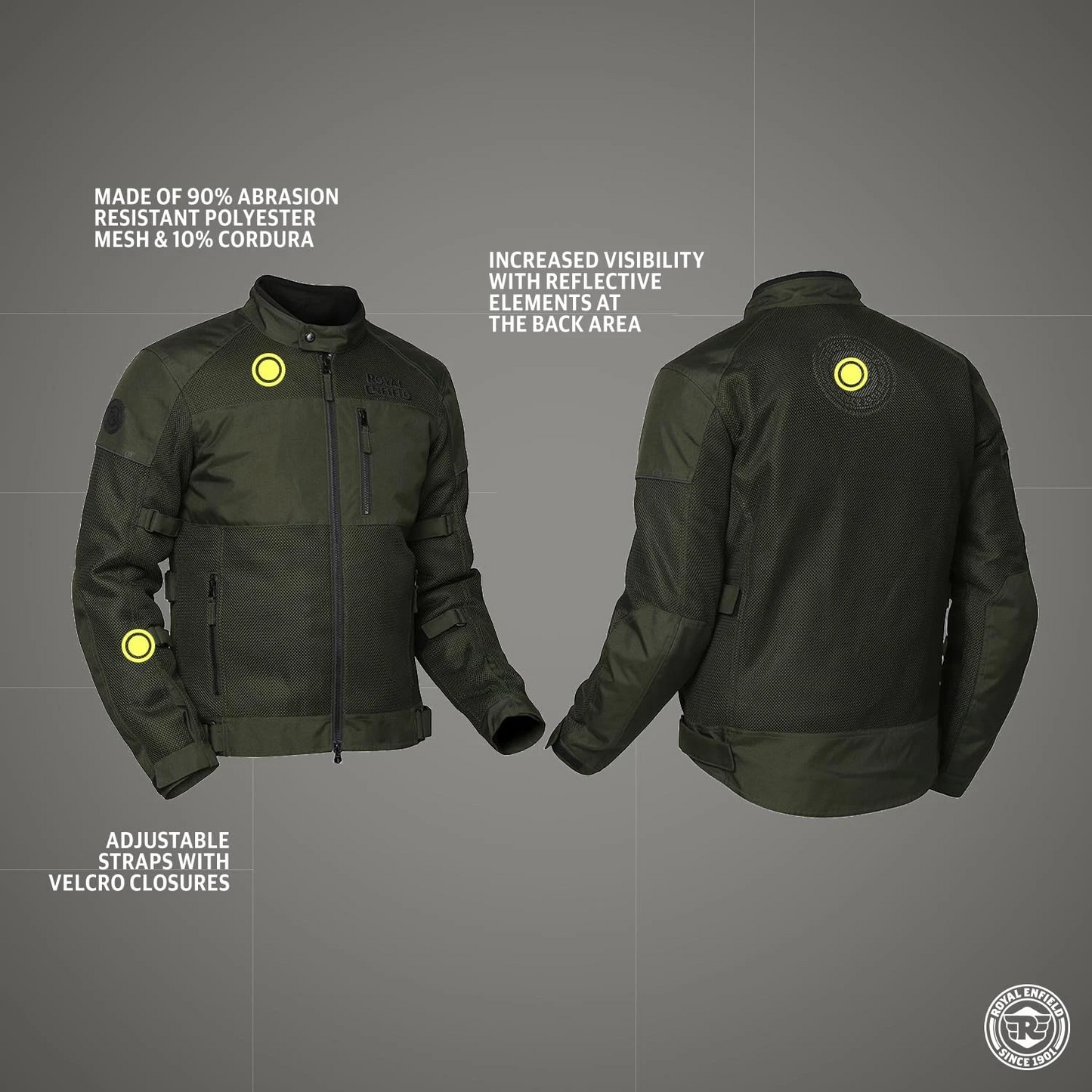 Autodux Royal Enfield Windfarer Olive Jacket (XL) with CE Level 1 Pads