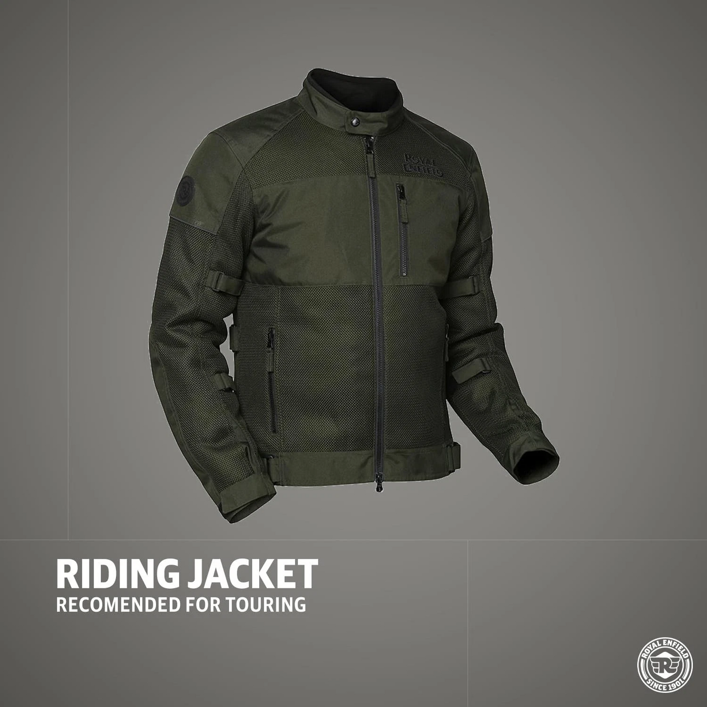 Autodux Royal Enfield Windfarer Olive Jacket (XL) with CE Level 1 Pads