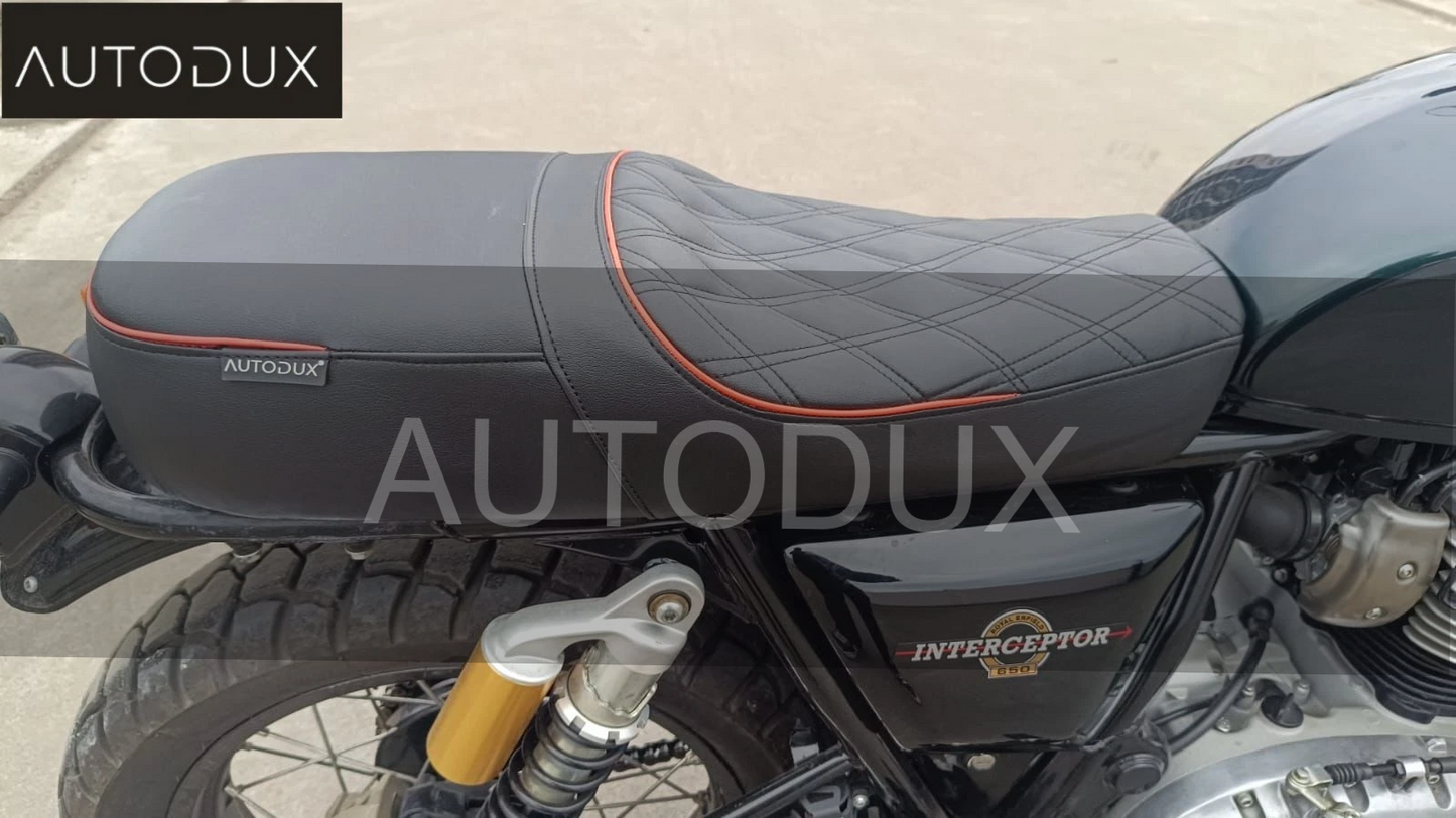 AUTODUX Fit for Interceptor 650 Café Racer Seat – Black & Red Finish