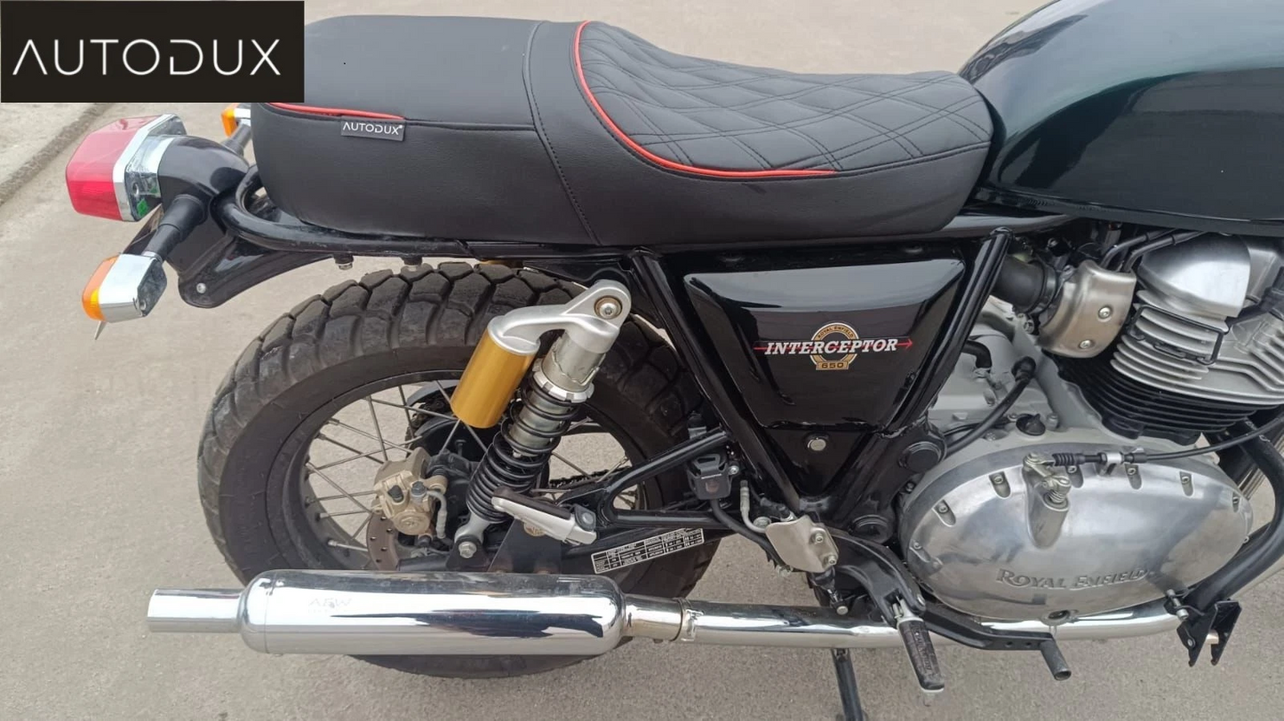 AUTODUX Fit for Interceptor 650 Café Racer Seat – Black & Red Finish